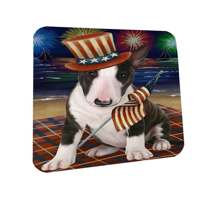 4th of July Independence Day Firework Bull Terrier Dog Coasters Set of 4 CST48810