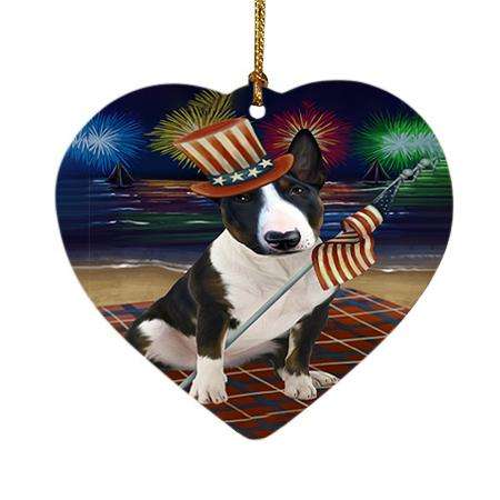 4th of July Independence Day Firework Bull Terrier Dog Heart Christmas Ornament HPOR48848