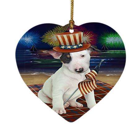 4th of July Independence Day Firework Bull Terrier Dog Heart Christmas Ornament HPOR48850