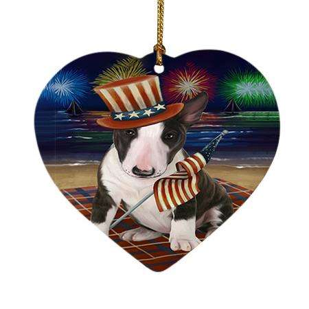 4th of July Independence Day Firework Bull Terrier Dog Heart Christmas Ornament HPOR48851