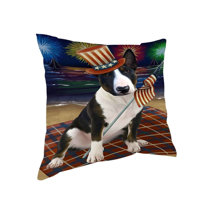 4th of July Independence Day Firework Bull Terrier Dog Pillow PIL51248
