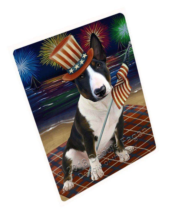 4th of July Independence Day Firework Bull Terrier Dog Tempered Cutting Board C50412