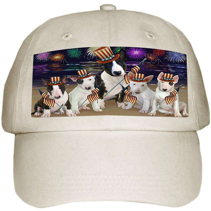 4th of July Independence Day Firework Bull Terriers Dog Ball Hat Cap HAT50280