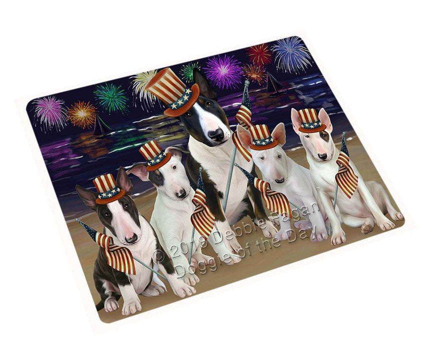 4th of July Independence Day Firework Bull Terriers Dog Blanket BLNKT55245 (37x57 Sherpa)