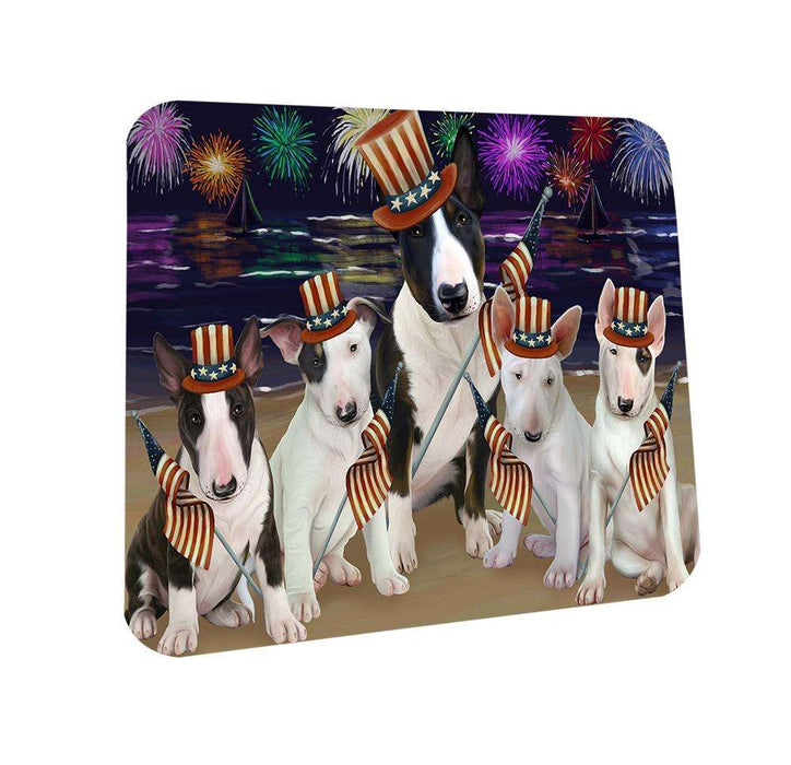 4th of July Independence Day Firework Bull Terriers Dog Coasters Set of 4 CST48808