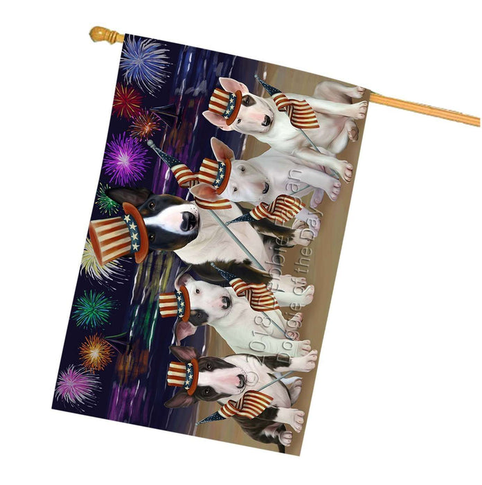 4th of July Independence Day Firework Bull Terriers Dog House Flag FLG48814