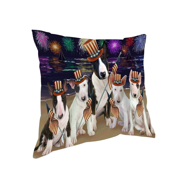 4th of July Independence Day Firework Bull Terriers Dog Pillow PIL51252