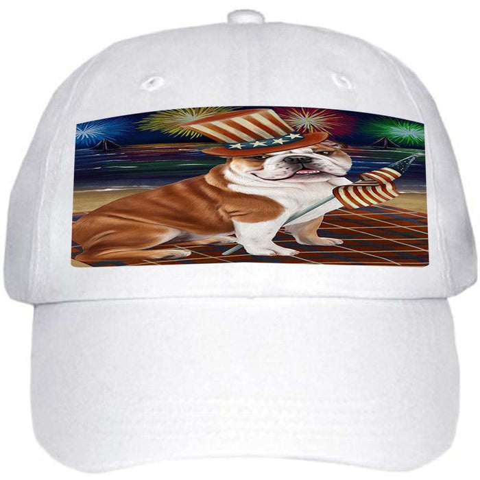 4th of July Independence Day Firework Bulldog Ball Hat Cap HAT50289