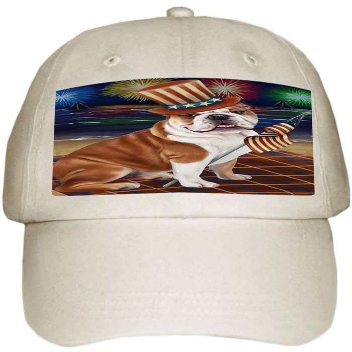 4th of July Independence Day Firework Bulldog Ball Hat Cap HAT50289