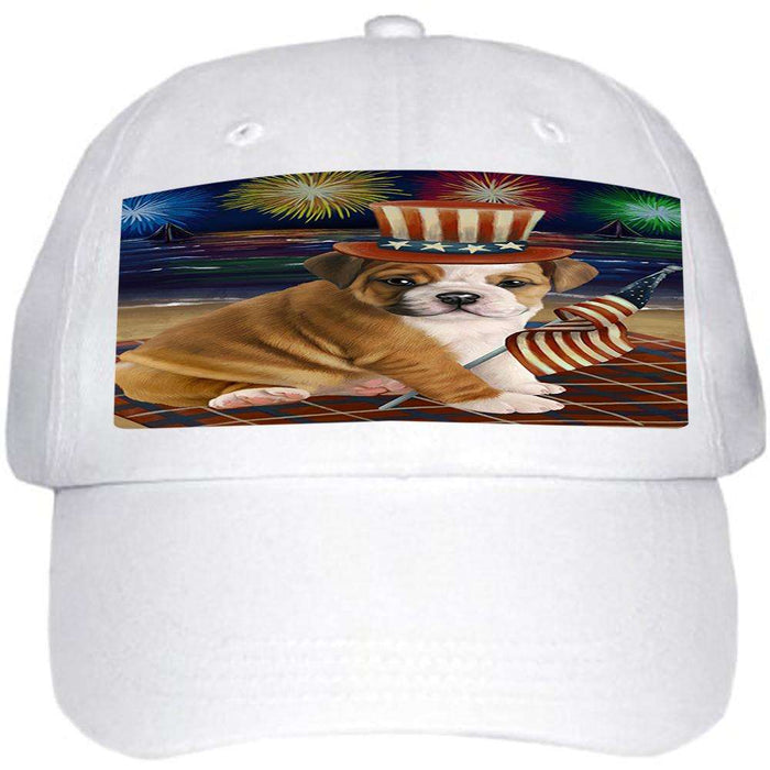 4th of July Independence Day Firework Bulldog Ball Hat Cap HAT50295