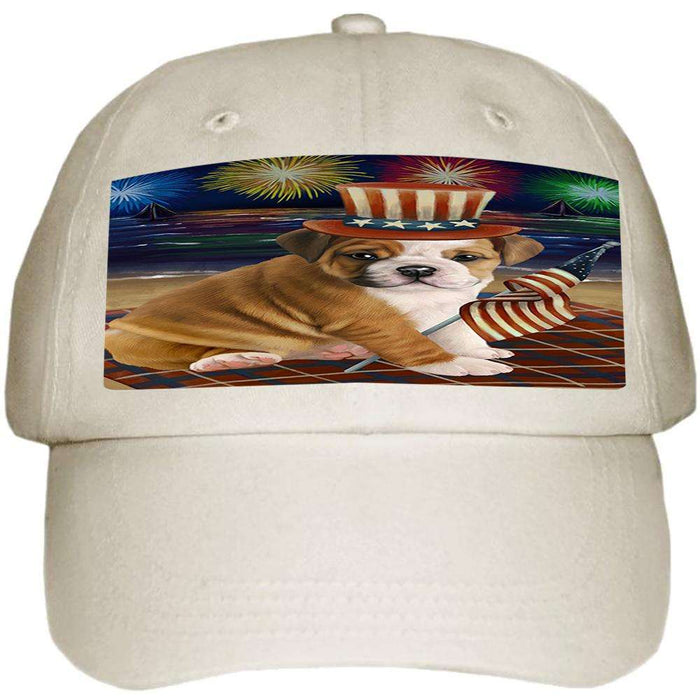 4th of July Independence Day Firework Bulldog Ball Hat Cap HAT50295