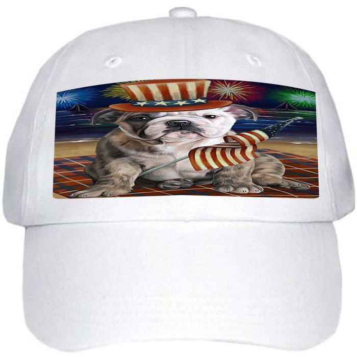 4th of July Independence Day Firework Bulldog Ball Hat Cap HAT50298