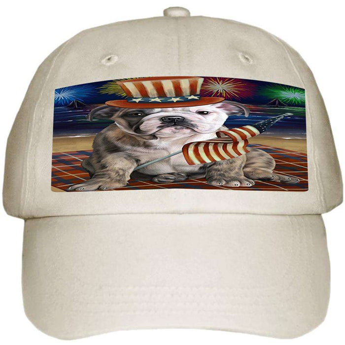 4th of July Independence Day Firework Bulldog Ball Hat Cap HAT50298
