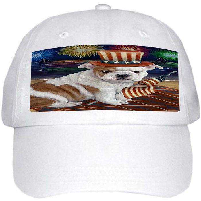 4th of July Independence Day Firework Bulldog Ball Hat Cap HAT50301