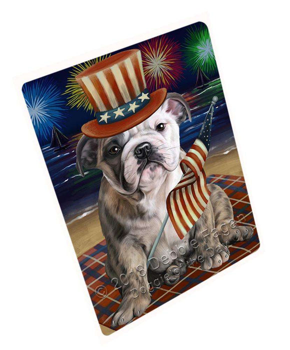 4th of July Independence Day Firework Bulldog Blanket BLNKT55299 (37x57 Sherpa)