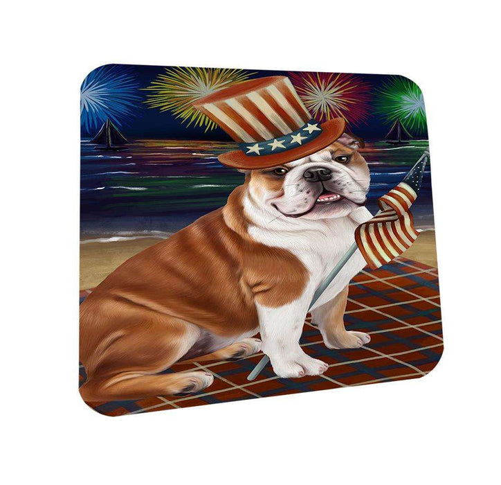 4th of July Independence Day Firework Bulldog Coasters Set of 4 CST48811
