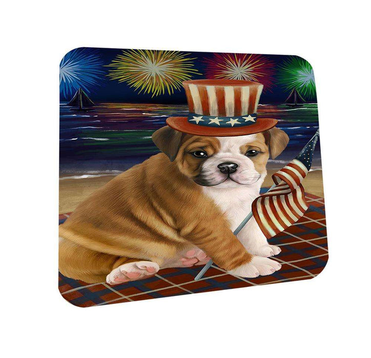 4th of July Independence Day Firework Bulldog Coasters Set of 4 CST48813