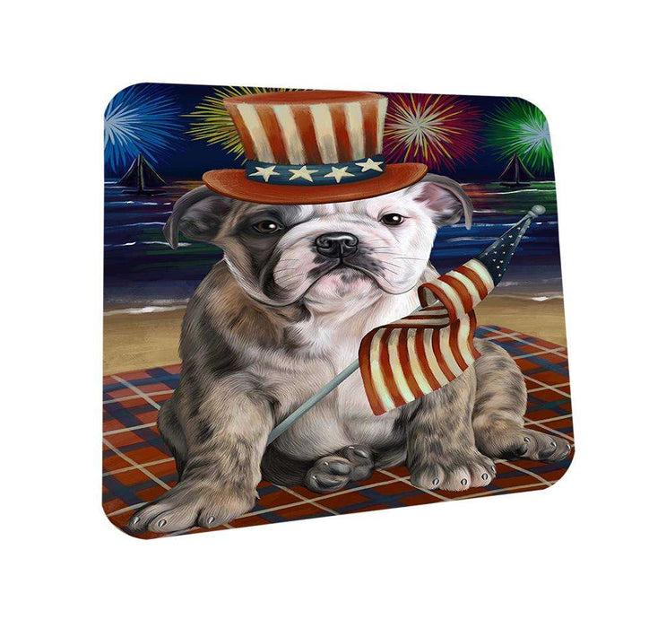 4th of July Independence Day Firework Bulldog Coasters Set of 4 CST48814