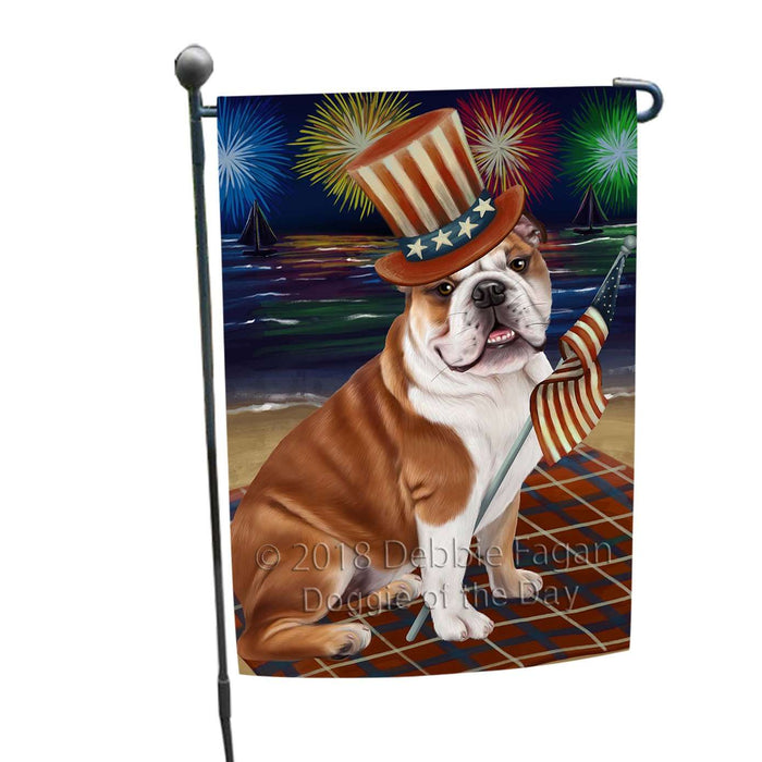 4th of July Independence Day Firework Bulldog Garden Flag GFLG48761