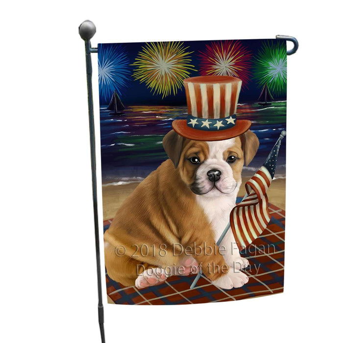4th of July Independence Day Firework Bulldog Garden Flag GFLG48763