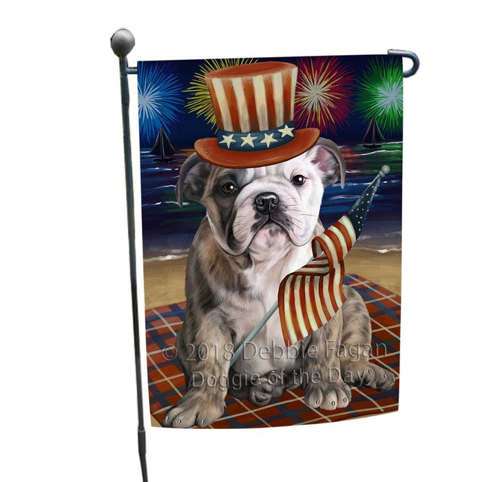 4th of July Independence Day Firework Bulldog Garden Flag GFLG48764