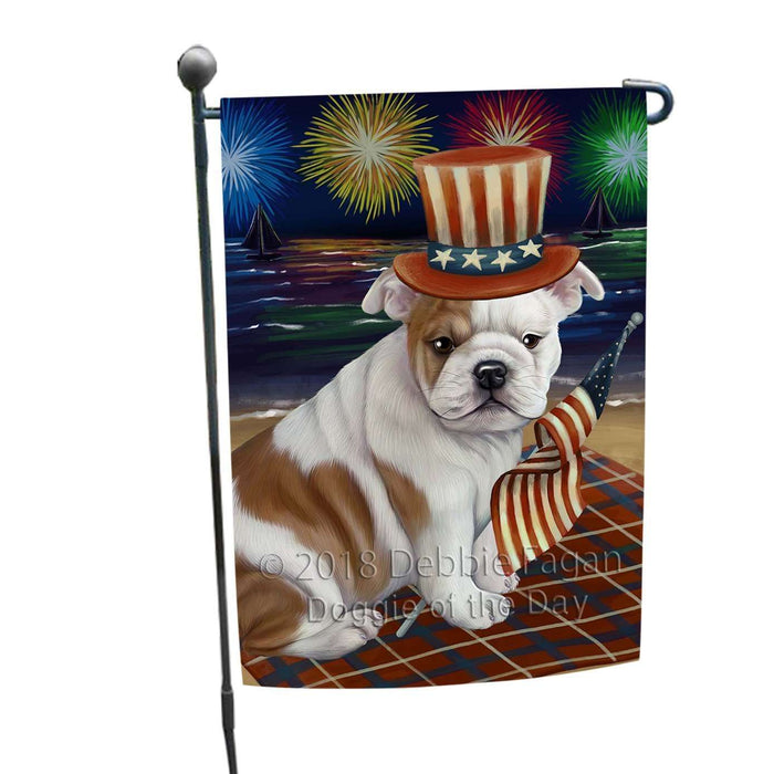 4th of July Independence Day Firework Bulldog Garden Flag GFLG48765