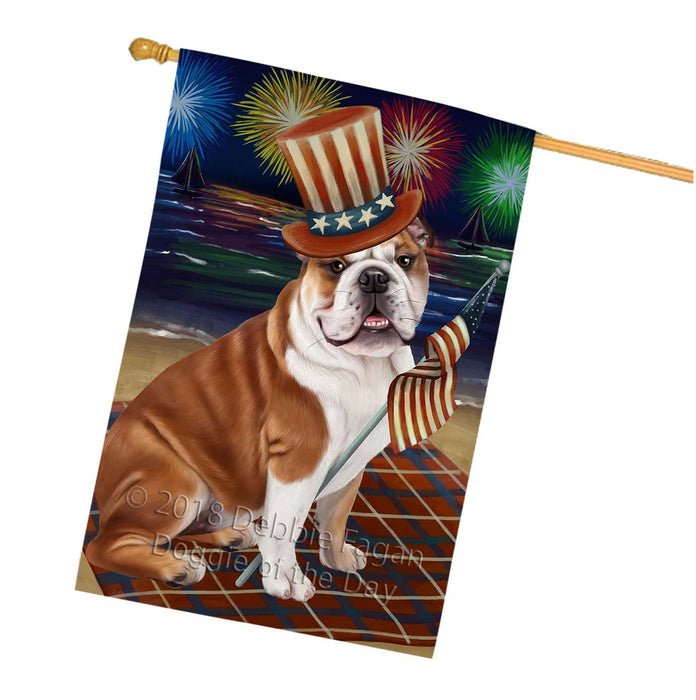 4th of July Independence Day Firework Bulldog House Flag FLG48817