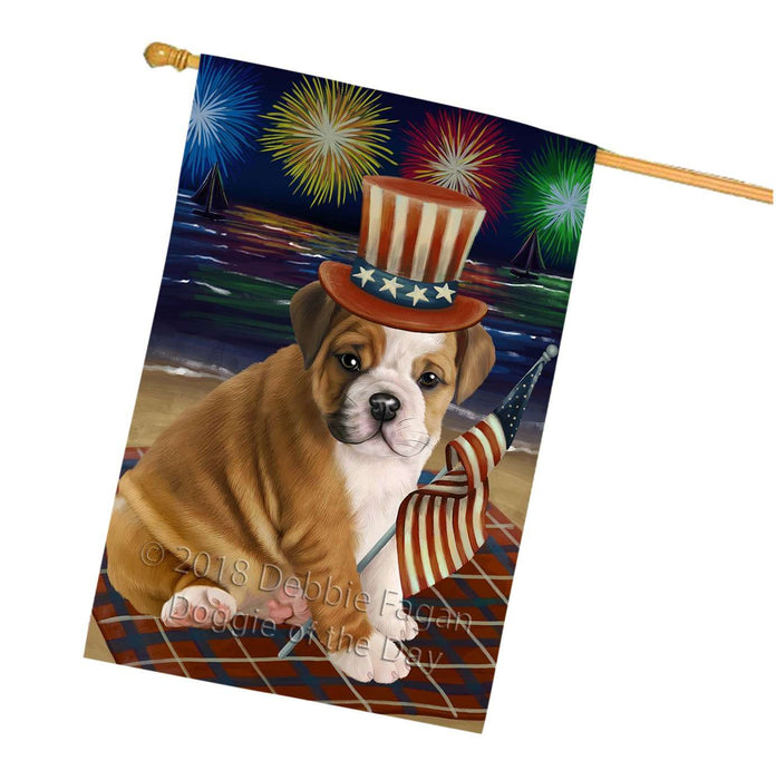4th of July Independence Day Firework Bulldog House Flag FLG48819