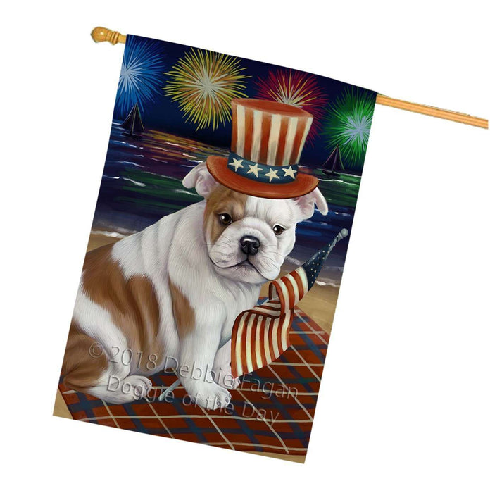 4th of July Independence Day Firework Bulldog House Flag FLG48821