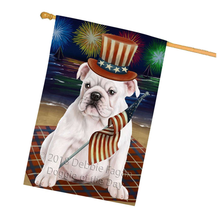 4th of July Independence Day Firework Bulldog House Flag FLG48822