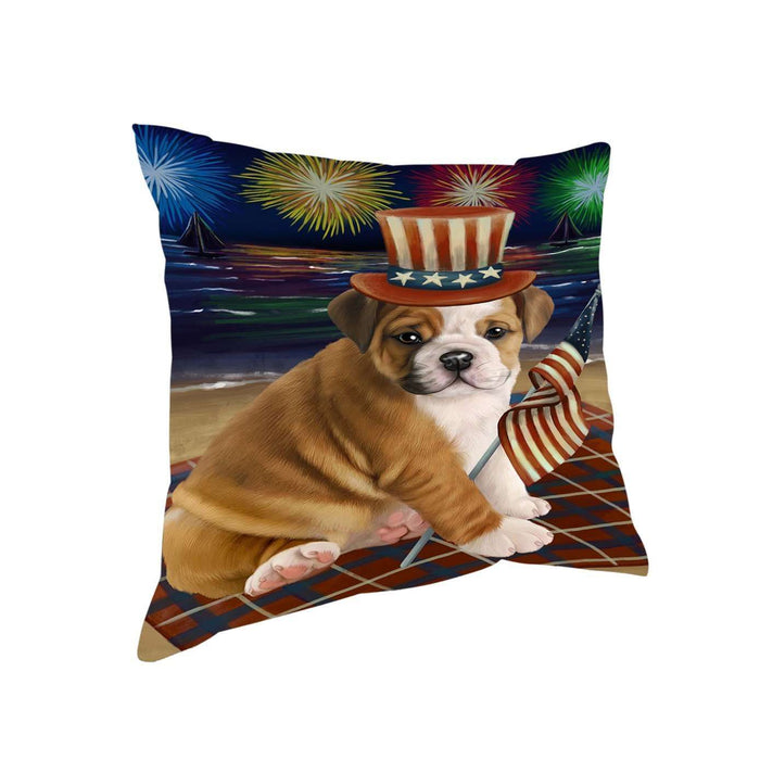 4th of July Independence Day Firework Bulldog Pillow PIL51272