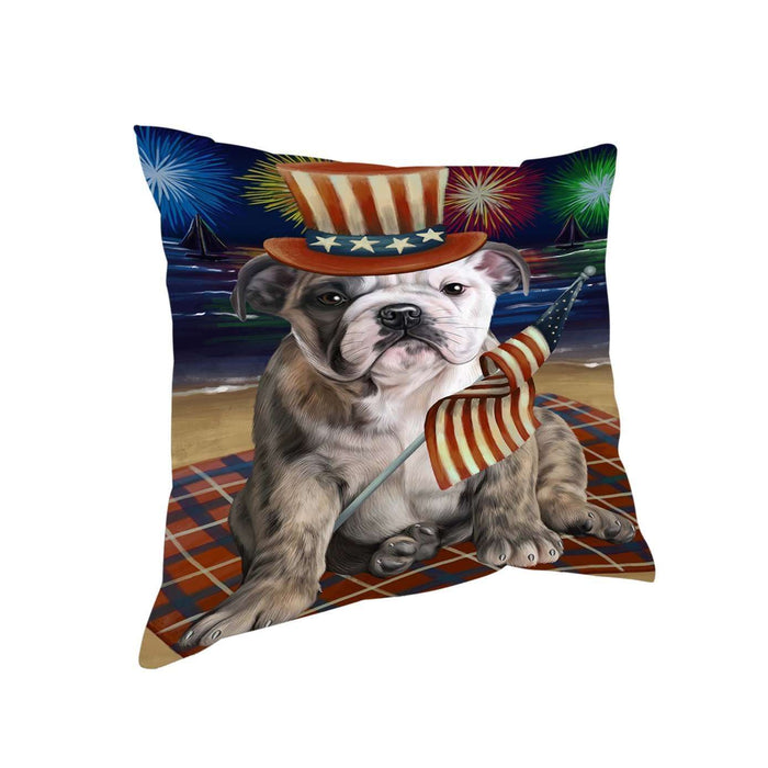 4th of July Independence Day Firework Bulldog Pillow PIL51276