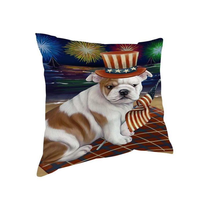 4th of July Independence Day Firework Bulldog Pillow PIL51280