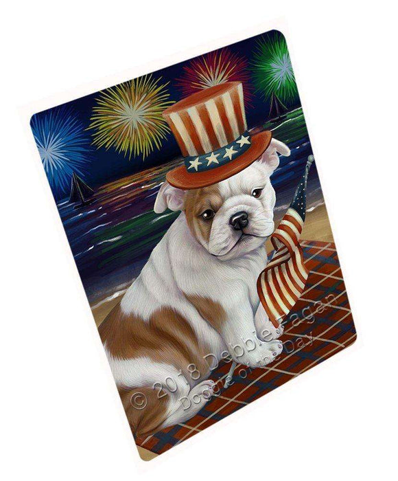 4th of July Independence Day Firework Bulldog Tempered Cutting Board C50436