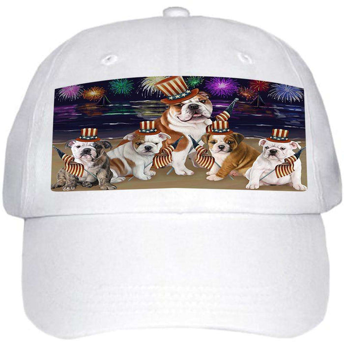 4th of July Independence Day Firework Bulldogs Ball Hat Cap HAT50292