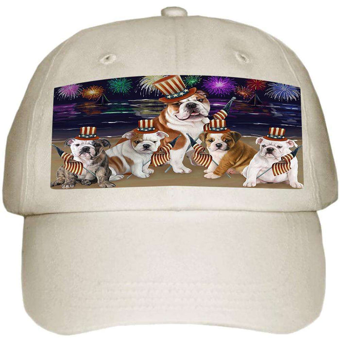 4th of July Independence Day Firework Bulldogs Ball Hat Cap HAT50292