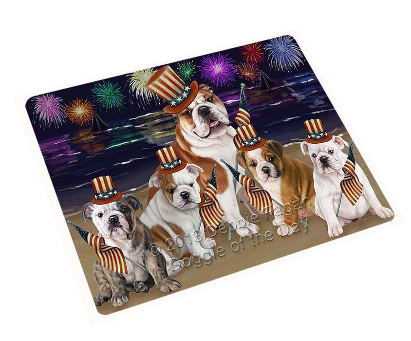4th of July Independence Day Firework Bulldogs Blanket BLNKT55281 (37x57 Sherpa)