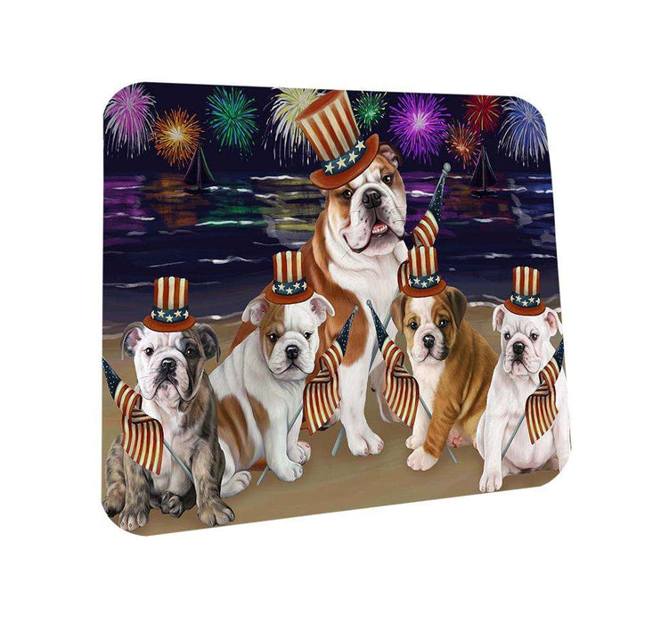 4th of July Independence Day Firework Bulldogs Coasters Set of 4 CST48812