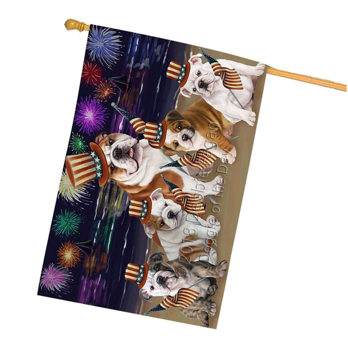 4th of July Independence Day Firework Bulldogs House Flag FLG48818