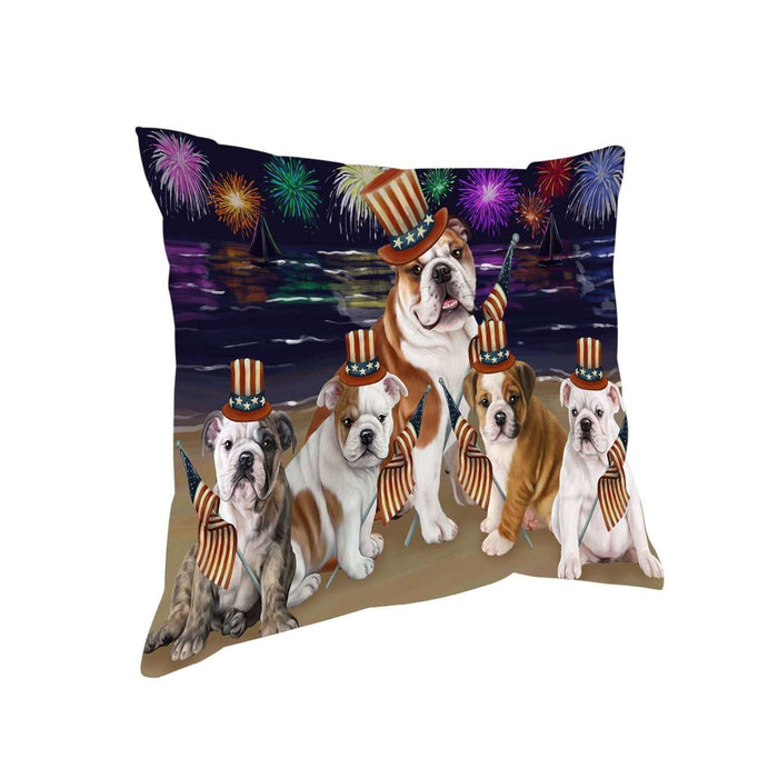 4th of July Independence Day Firework Bulldogs Pillow PIL51268