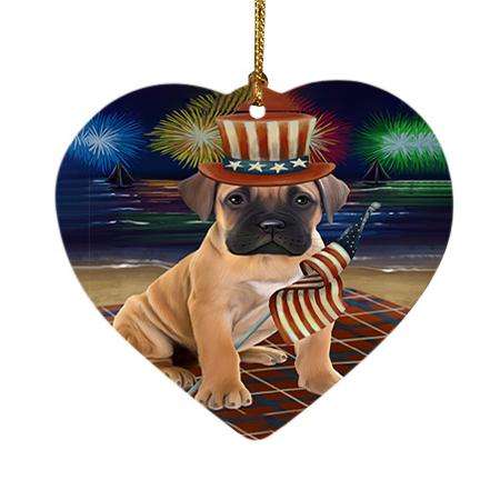 4th of July Independence Day Firework Bullmastiff Dog Heart Christmas Ornament HPOR48860