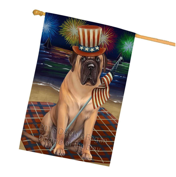 4th of July Independence Day Firework Bullmastiff Dog House Flag FLG48823