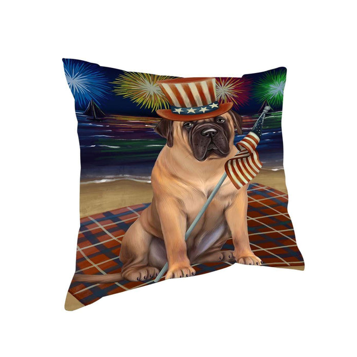 4th of July Independence Day Firework Bullmastiff Dog Pillow PIL51288