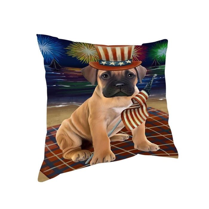 4th of July Independence Day Firework Bullmastiff Dog Pillow PIL51296