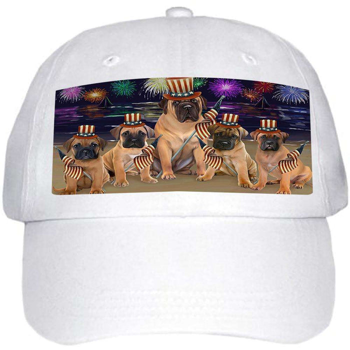 4th of July Independence Day Firework Bullmastiffs Dog Ball Hat Cap HAT50310