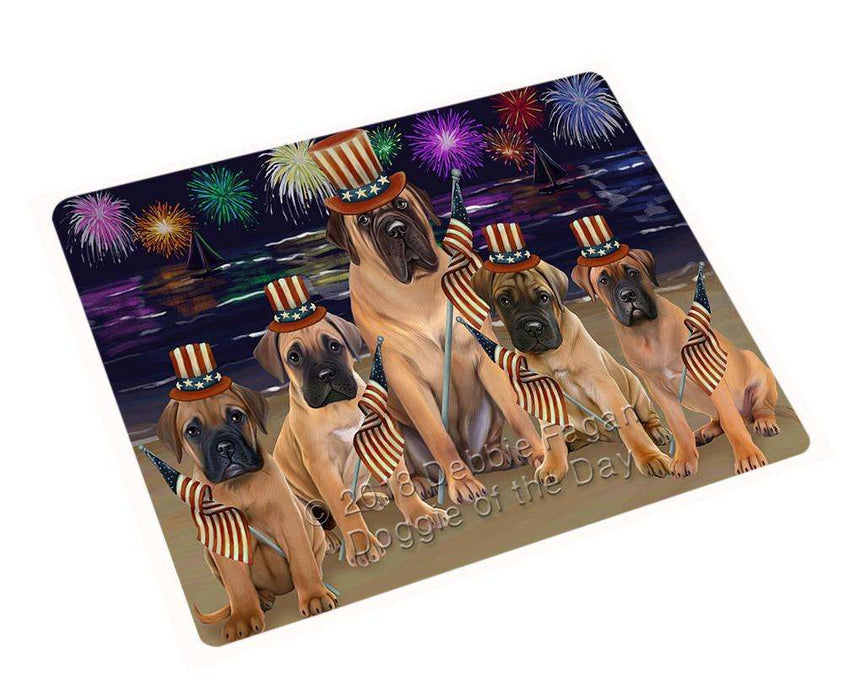 4th of July Independence Day Firework Bullmastiffs Dog Blanket BLNKT55335 (37x57 Sherpa)