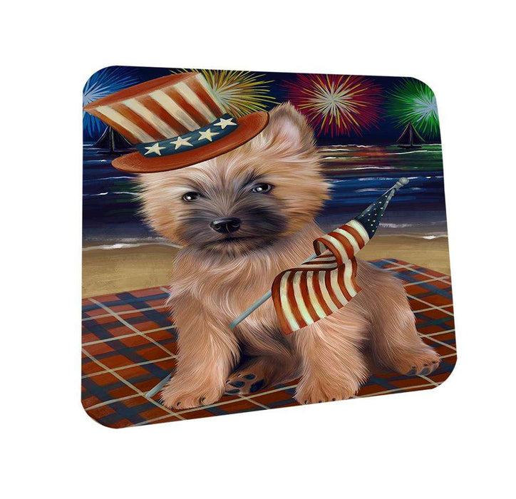4th of July Independence Day Firework Cairn Terrier Dog Coasters Set of 4 CST48823