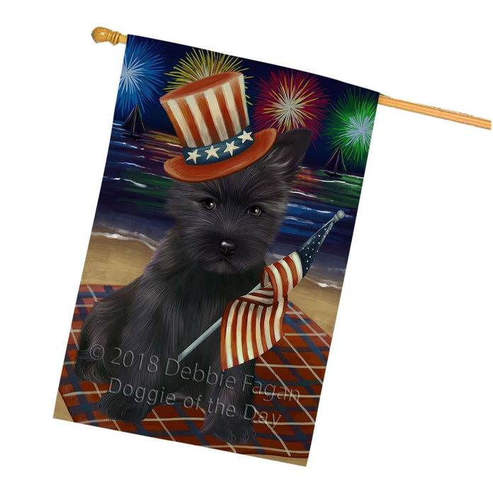 4th of July Independence Day Firework Cairn Terrier Dog House Flag FLG48828