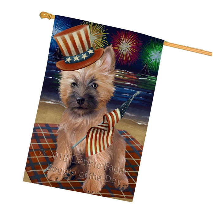 4th of July Independence Day Firework Cairn Terrier Dog House Flag FLG48829