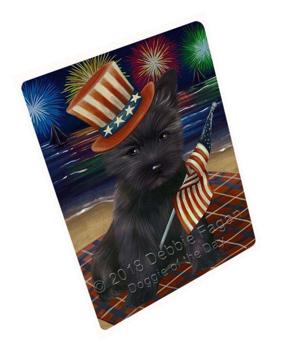 4th of July Independence Day Firework Cairn Terrier Dog Large Refrigerator / Dishwasher Magnet RMAG52914